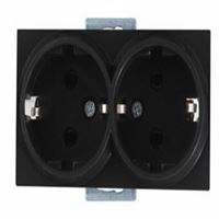 RİTA MEK TUŞ İKİLİ TOPRAKLI PRİZ PORSELEN SİYAH 1